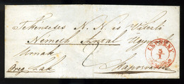 LEPSÉNY 1850. Cca. Portós Levél, Piros Palmettás Bélyegzéssel Kaposvárra Küldve (250p)  /  Ca 1850 Unpaid Letter Red Pmk - ...-1867 Prephilately
