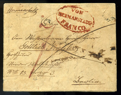 NAGYSZEBEN 1837. Portós Levél Németországba Küldve "Von Hermanstadt Franco" Piros Bélyegzéssel. Ritka Darab! (G:600) - ...-1867 Prephilately