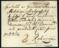 SZOBRÁNC 1830. Cca. Dekoratív Portós Levél, Szép Bordó Bélyegzéssel! Attraktív Darab! (400p)  /  Ca 1830 Decorative Unpa - Other & Unclassified