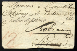 NAGYMIHÁLY 1819. Portós Levél Darab, Igen Ritka, Piros, Dátumos érkezési Bélyegzéssel (G:600p)   /    1819 Unpaid Letter - Autres & Non Classés