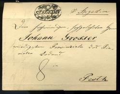 SZEGED 1836. Portós Levél, Szép Postakürtös Bélyegzéssel, Tartalommal Pestre Küldve (350p)  /  1836 Unpaid Letter Nice P - ...-1867 Voorfilatelie