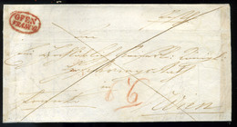 OFEN 1841. Portós Levél Bécsbe Küldve, Piros "OFEN FRANCO" és Piros érkezési Bélyegzéssel (300p)  /  OFEN 1841 Unpaid Le - ...-1867 Prephilately