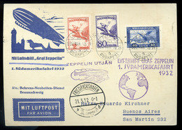 BUDAPEST 1932. Dekoratív Zeppelin Légi Levlap Argentínába Küldve  /  1932 Decorative Zeppelin Airmail P.card To Argentin - Lettres & Documents