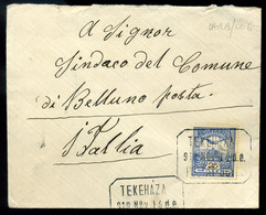 TEKEHÁZA / Tekove 1910. Levél, Ritka Postaügynökségi Bélyegzéssel Olaszországba Küldve  /  1910 Letter Rare Postal Agenc - Oblitérés
