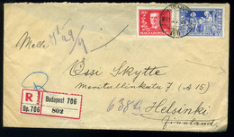 BUDAPEST 1930. Ritka Vegyes Bérmentesítésű Ajánlott Levél Finnországba Küldve  /  1930 Rare Mix. Frank Reg. Letter To Fi - Covers & Documents