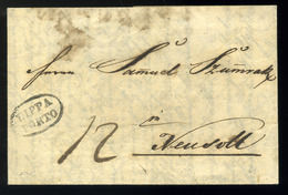 LIPPA 1843. Portós Levél, Tartalommal "LIPPA PORTO" Besztercebányára Küldve (400p)  /  1843 Unpaid Letter Cont. "LIPPA P - ...-1867 Vorphilatelie