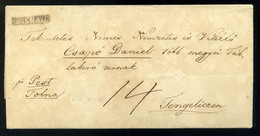 ROZSNYÓ 1836. Portós Levél, Igen Ritka Negatív "ROSNAU" Bélyegzéssel Tengelicre Küldve (G:R!)  /  1836 Unpaid Letter Rar - Other & Unclassified