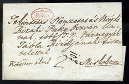 EGER 1836. Szép Portós Levél Miskolcra Küldve, Piros Bélyegzéssel (300p)   /  1836 Nice Unpaid Letter To Miskolc, Red Pm - ...-1867 Vorphilatelie