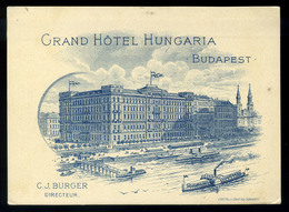 BUDAPEST 1910. Cca. Grand Hotel Hungaria, Dekoratív Cégkártya  /  Decorative Corp. Card - Unclassified