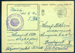 II. VH 1941. Tábori Posta Levlap M.KIR 102 GK VONAT PARANCSNOKSÁG Szép Bélyegzéssel  /  WW II FPO P.card Hun.Roy. 102 Mo - Covers & Documents
