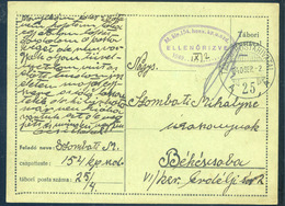 II. VH 1940. Tábori Posta Levlap TP 25 + 154,honv.kp.u.sz Bélyegzéssel, (kerékpáros Alakulat)  /  WW II. 1940 FPO P.card - Covers & Documents