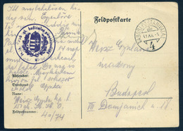 II.VH 1941. Német Tábori Posta Levlap TP 4 és G.k. Hadioszlop Parancsnokság Szép Bélyegzéssel Budapestre  /  WW II Germa - Lettres & Documents