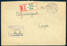 II. VH 1943. Ajánlott Tábori Levél , Cenzúrázva, Csepére / Чепа  Kárpátaljára Küldve  /  WW II 1943 Reg. FPO Letter Cens - Brieven En Documenten