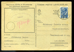II. VH 1942. Tábori Lap, Szovjet Bélyeggel (!) Orosházára Küldve  /  WW II FPO Car Soviet Stamp To Orosháza - Covers & Documents