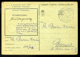 II. VH 1942. Tábori Posta Levlap Tábori Mozgóposta "K" Bélyegzéssel Budapestre Küldve  /  WW II 1942 FPO P.card TPO K Pm - Lettres & Documents