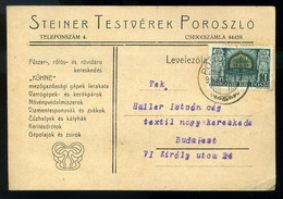 POROSZLÓ 1940. Steiner Testvérek, Céges Levelezőlap  /  Steiner Brothers Corp. P.card - Brieven En Documenten