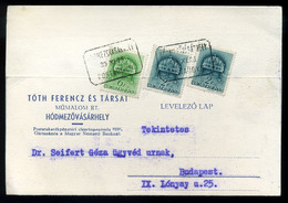 HÓDMEZŐVÁSÁRHELY 1939. Céges Levlap, Postaügynökségi Bélyegzéssel  /  1939 Corp. P.card Postal Agency Pmk - Brieven En Documenten