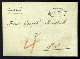 NESZMÉLY 1841. Szép Portós Levél, Tartalommal Pestre Küldve, érk. Bélyegzéssel  /  1841 Nice Unpaid Letter, Cont. To Pes - ...-1867 Préphilatélie