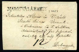 MAROSVÁSÁRHELY 1837. Portós Levél Debrecenbe Küldve, érk. Bélyegzéssel.Szép!  /  1837 Unpaid Letter To Debrecen Arrival  - ...-1867 Prephilately