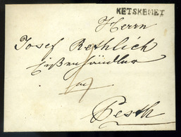 KECSKEMÉT 1842. Ketskemet. Vonalbélyegzéssel Feladott Teljes Tartalmú Portós Levél  '12' Kr Portójelzéssel Pestre Küldve - ...-1867 Prephilately