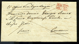 ESZTERGOM 1834. Kollár István Püspök Autográf Levele, Piros "Gran Franco" Komáromba Küldve  /  Bishop István Kollár Auto - ...-1867 Prephilately