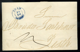 ARAD 1847. Portós Levél, Tartalommal, Szép Kék Bélyegzéssel Pestre Küldve. Cserni Sign.   /  1847 Postage Due Letter Con - ...-1867 Prephilately