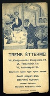 SZÁMOLÓ CÉDULA  Régi Reklám Grafika ,Trenk éttermei   /  COUNTING CARD Vintage Adv. Graphics, Trenk's Restaurants - Unclassified