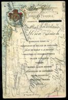 MENÜKÁRTYA , 1911. Zsombolya, Postázott Litho Kártya, Aláírásokkal, Jemelika Ferenc  /  MENU CARD 1911 Mailed Litho Card - Ohne Zuordnung