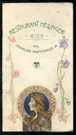 MENÜKÁRTYA , 1903. Bécs , Restaurant Hellinger, Szép Szecessziós Darab!  /  MENU CARD 1903 Vienna Restaurant, Secession - Zonder Classificatie