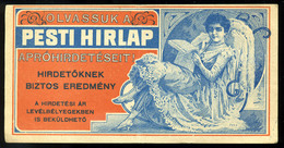 SZÁMOLÓ CÉDULA  Régi Reklám Grafika , Pesti Hirlap  /  COUNTING CARD Vintage Adv. Graphics, Pest Gazette - Ohne Zuordnung