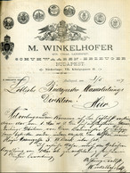 BUDAPEST 1887. Winklerhoffer M. , Dekoratív, Fejléces, Céges Levél  /  Decorative Letterhead Corp. Letter - Non Classés