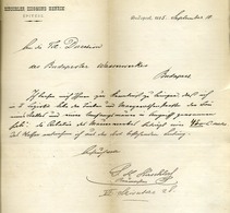 BUDAPEST 1885. Hirschler Zsigmond Építész 1833-1894. , Autográf , Fejléces, Céges Levél  /  Builder Autograph Letterhead - Unclassified