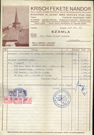 BUDAPEST 1945.Krisch Fekete Nándor Céges Számla Számlailleték Bélyegekkel  /  1945 Corp. Bill Stamp Duty - Brieven En Documenten