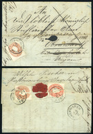 ZÁGRÁB 1862. Levél Előoldali 10Kr + Hátoldali 10+5Kr (szétvágva) , Többszörös Továbbküldéssel  /  ZAGREB 1862 Frontal 10 - Gebruikt