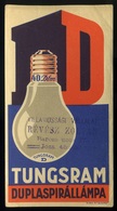 SZÁMOLÓ CÉDULA  Régi Reklám Grafika , Tungsram 1920. Cca.  /  COUNTING CARD Vintage Adv. Graphics, Tungsram Ca 1920 - Unclassified
