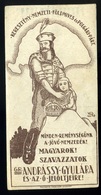 SZÁMOLÓ CÉDULA  Régi Reklám Grafika , Gróf Andrássy  /  COUNTING CARD Vintage Adv. Graphics, Count Andrássy - Unclassified