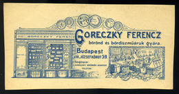 SZÁMOLÓ CÉDULA  Régi Reklám Grafika , Goreczki  /  COUNTING CARD Vintage Adv. Graphics, Goreczki - Unclassified