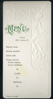 MENÜKÁRTYA 1908. Kula , Szecessziós Dombornyomással, Szép!  /  MENU CARD 1908 Secession Embossed - Unclassified