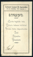 MENÜKÁRTYA 1925. Losonc, Ált. Ipartestület  /  MENU CARD 1925 Industry Board - Zonder Classificatie