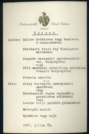 MENÜKÁRTYA 1937. Lillafüred, Palota Szálló  /  MENU CARD 1937 Palace Hotel - Zonder Classificatie