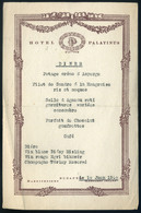 MENÜKÁRTYA 1940. Budapest, Hotel Palatinus  /  MENU CARD - Unclassified
