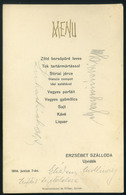 MENÜKÁRTYA 1914. Újvidék, Erzsébet Szálloda  /  MENU CARD 1914 Novi Sad Hotel - Unclassified