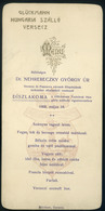 MENÜKÁRTYA 1908. Versec , Glückmann Hungaria Szálló, Díszvacsora Dr. Nehrebeczky György Tiszteletére  /  MENU CARD 1908  - Unclassified