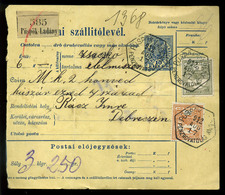 PÜSPÖKLADÁNY 1912. Csomagszállító Debrecenbe Küldve, Honvéd Huszár Ezredhez  /  1912 Parcel P.card To Debrecen, To Home  - Used Stamps