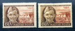 1950 Gyermek (I.) 60f Tévnyomat 'Utánpótlásunk A Jövő Harcaihoz' (190.000) + Normál Változat  /  60f  Misprint - Unused Stamps