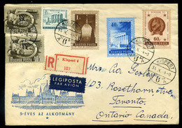 BUDAPEST 1954. Dekoratív Ajánlott Légi Levél Kanadába  /  Decorative Reg. Airmail Letter To Canada - Brieven En Documenten