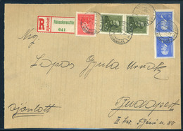 RÁKOSKERESZTÚR 1937. Ajánlott Levél, Arcképek Háromszínű Bérmentesítéssel  /  1937 Reg Letter Portraits 3 Color Frank. - Lettres & Documents