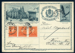 DÉVAVÁNYA 1935. Kiegészített Városképes Díjjegyes Levlap Bécsbe Küldve  /  1935 Uprated Tovn View Stationery P.card To V - Covers & Documents