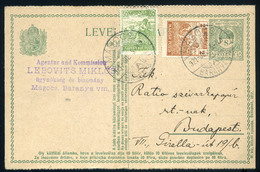 MÁGOCS 1921. Díjkiegészített Hasábos Díjjegyes Lap Cégbélyegzéssel Budapestre Küldve (25000) Lebovits  /  1921 Fee Uprat - Covers & Documents