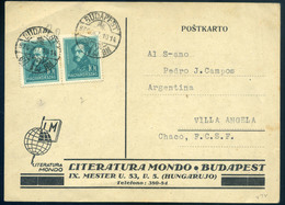 BUDAPEST 1936. Céges, Eszperanto Levelezőlap Argentínába Küldve   /  1936 Corp. Esperanto P.card To Argentina - Covers & Documents